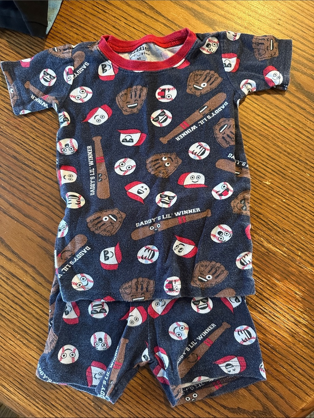 Kids Navy 'Daddy's Lil' Winner' Baseball Short Pajama Set